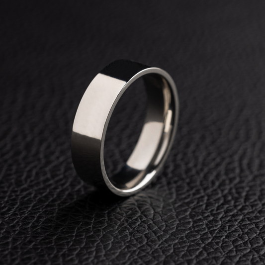 Flat Band Ring in White Gold - 6mm