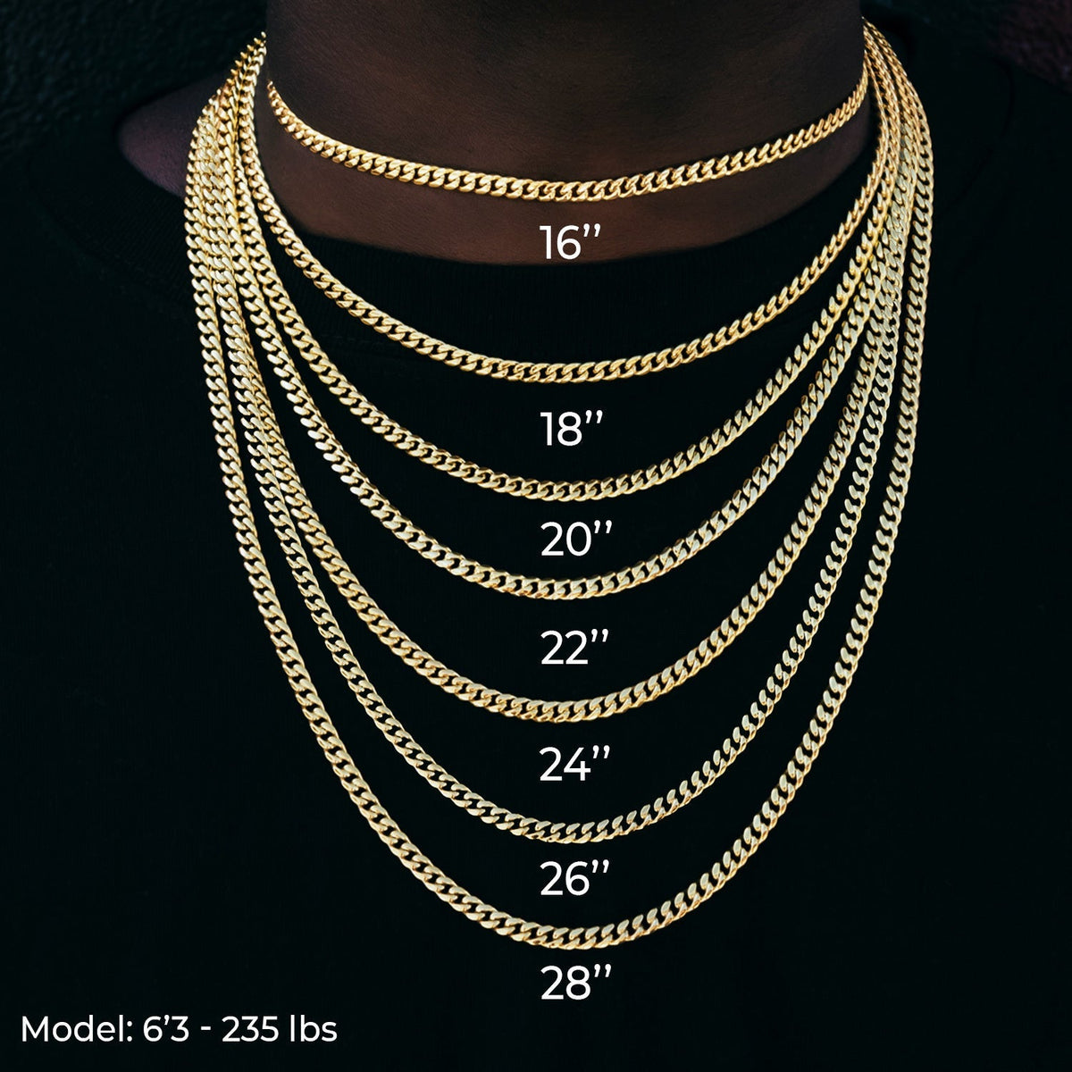 Triangular Link Chain in Yellow Gold