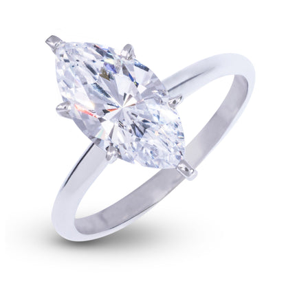 Marquis Single Stone Lab Diamond Engagement Ring in Platinum