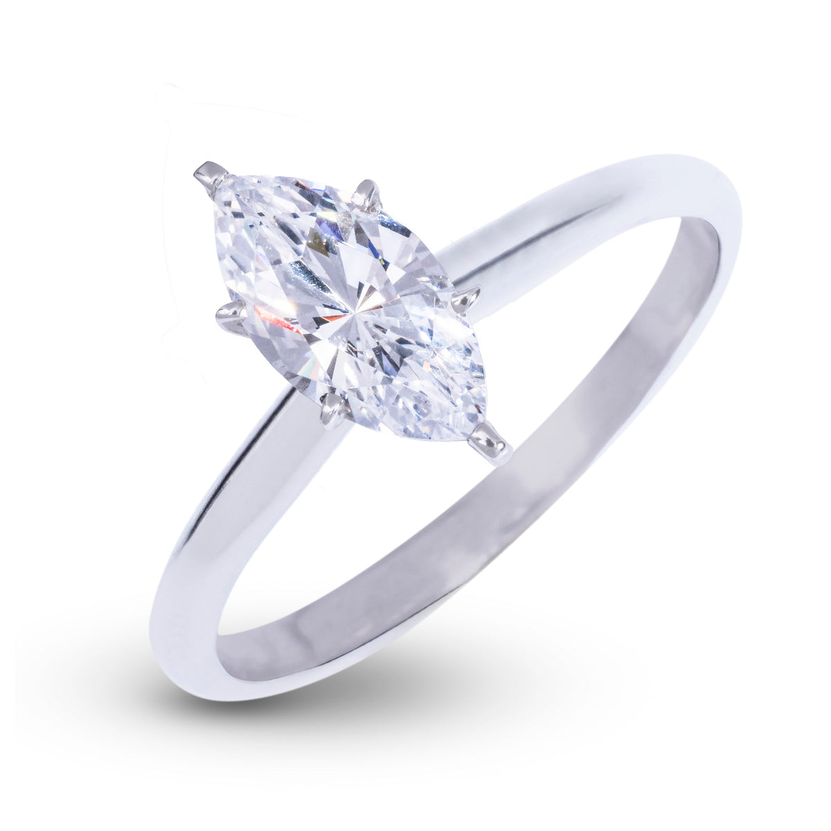 Marquis Single Stone Lab Diamond Engagement Ring in Platinum