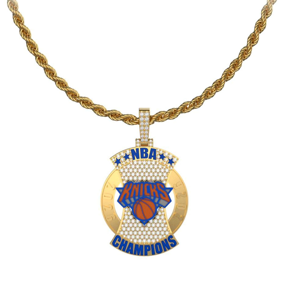 Lab Diamond New York Knicks Official NBA 2026 Championship Pendant in Solid Yellow Gold