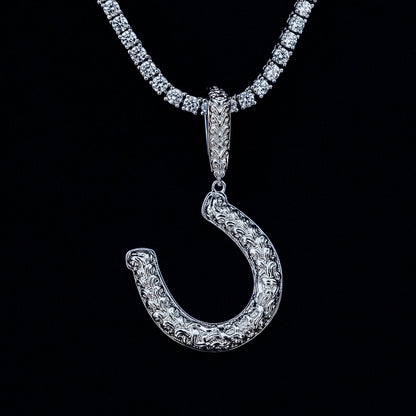Simple Horseshoe Pendant in White Gold