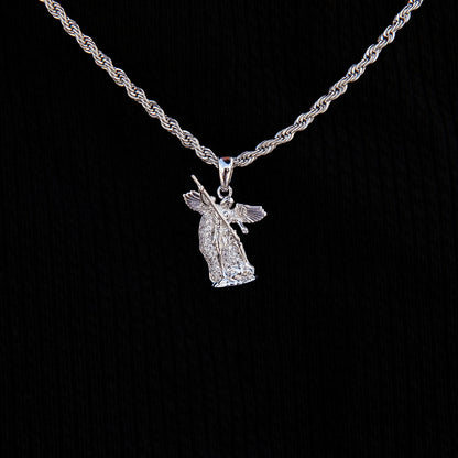 Micro Saint Michael Pendant in White Gold