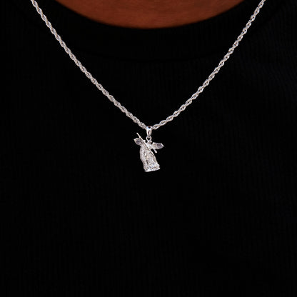 Micro Saint Michael Pendant in White Gold