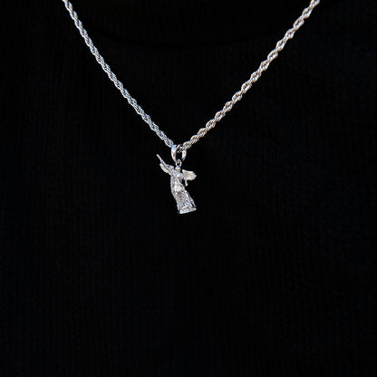 Micro Saint Michael Pendant in White Gold