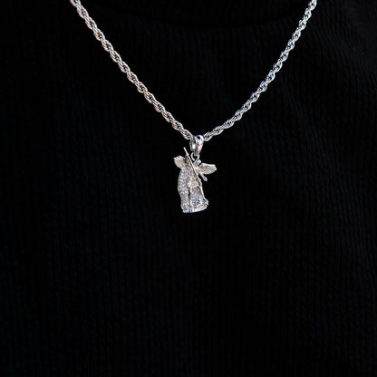 Micro Saint Michael Pendant in White Gold