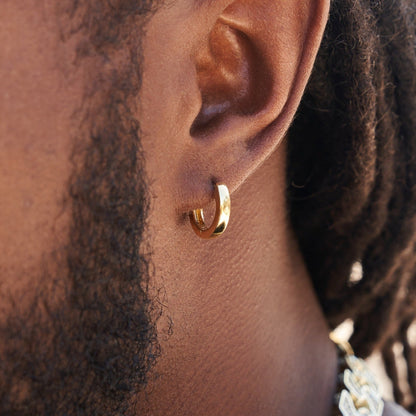 Solid Gold Polished Round Huggie Earrings