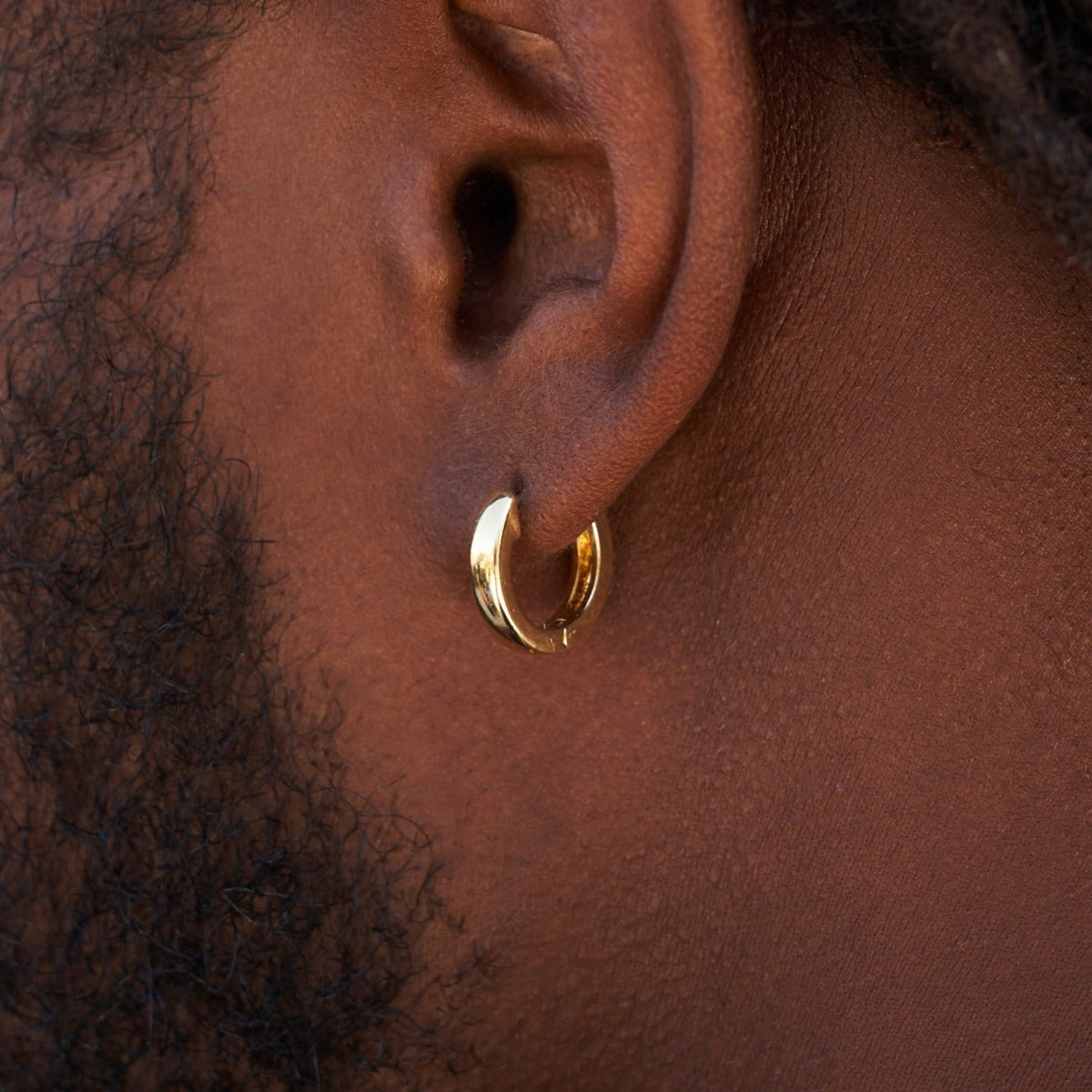 Solid Gold Polished Round Huggie Earrings