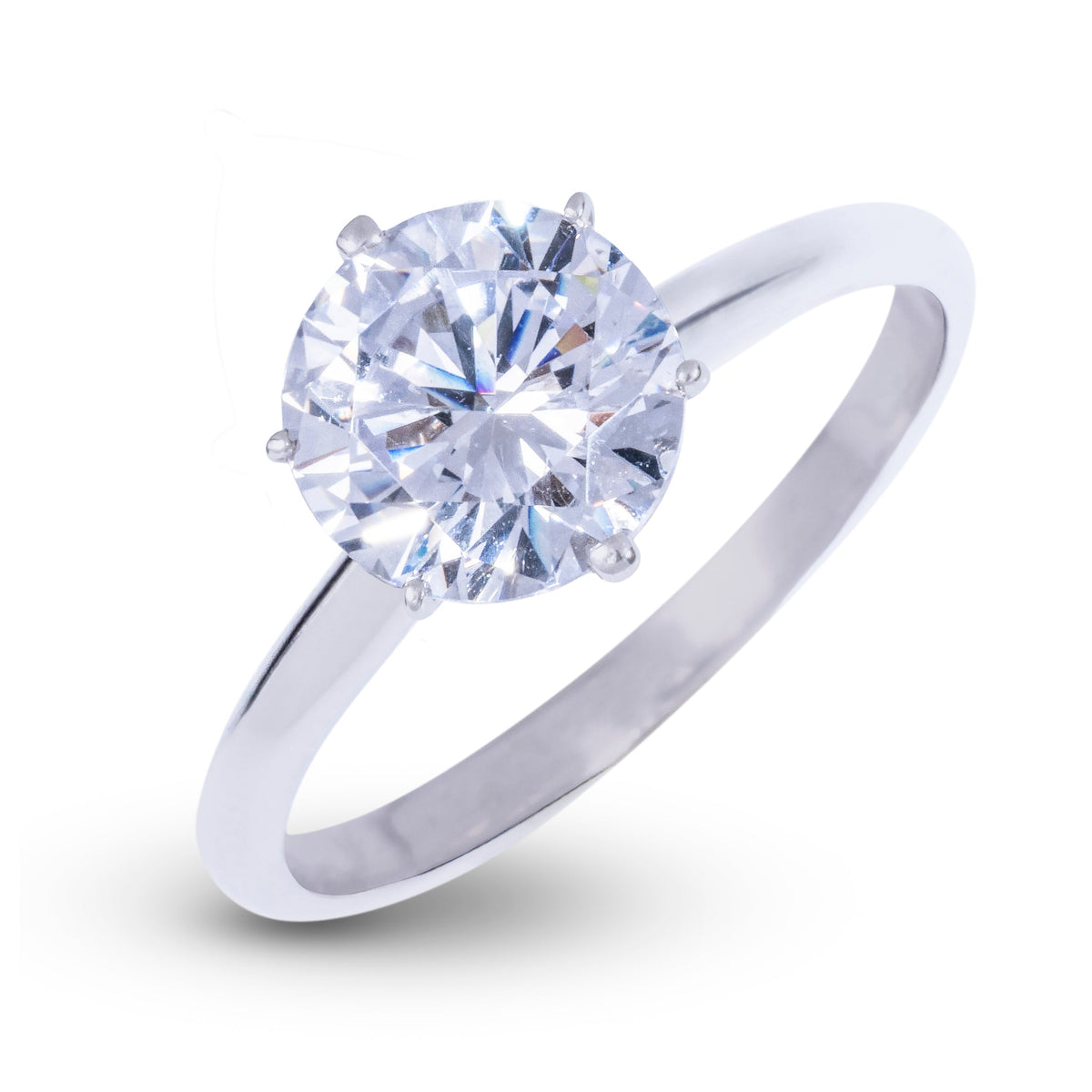 Round Single Stone Lab Diamond Engagement Ring in Solid White Gold