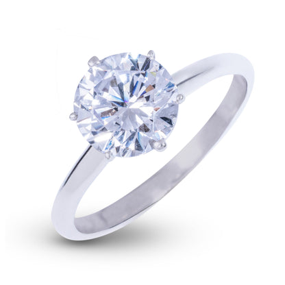 Round Single Stone Lab Diamond Engagement Ring in Solid White Gold