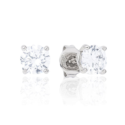 Moissanite Round Cut Diamond Stud Earring in Sterling Silver - 5mm