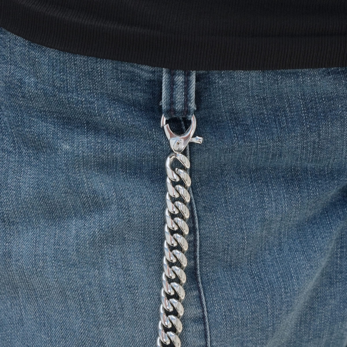 12MM Miami Cuban w/ 12MM Carabiner Pant Chain in White Gold