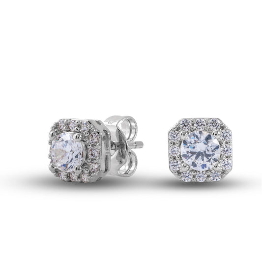1ct 4.5mm Cushion Cut Lab Grown Diamond Stud Earrings in Solid White Gold/VS Lab