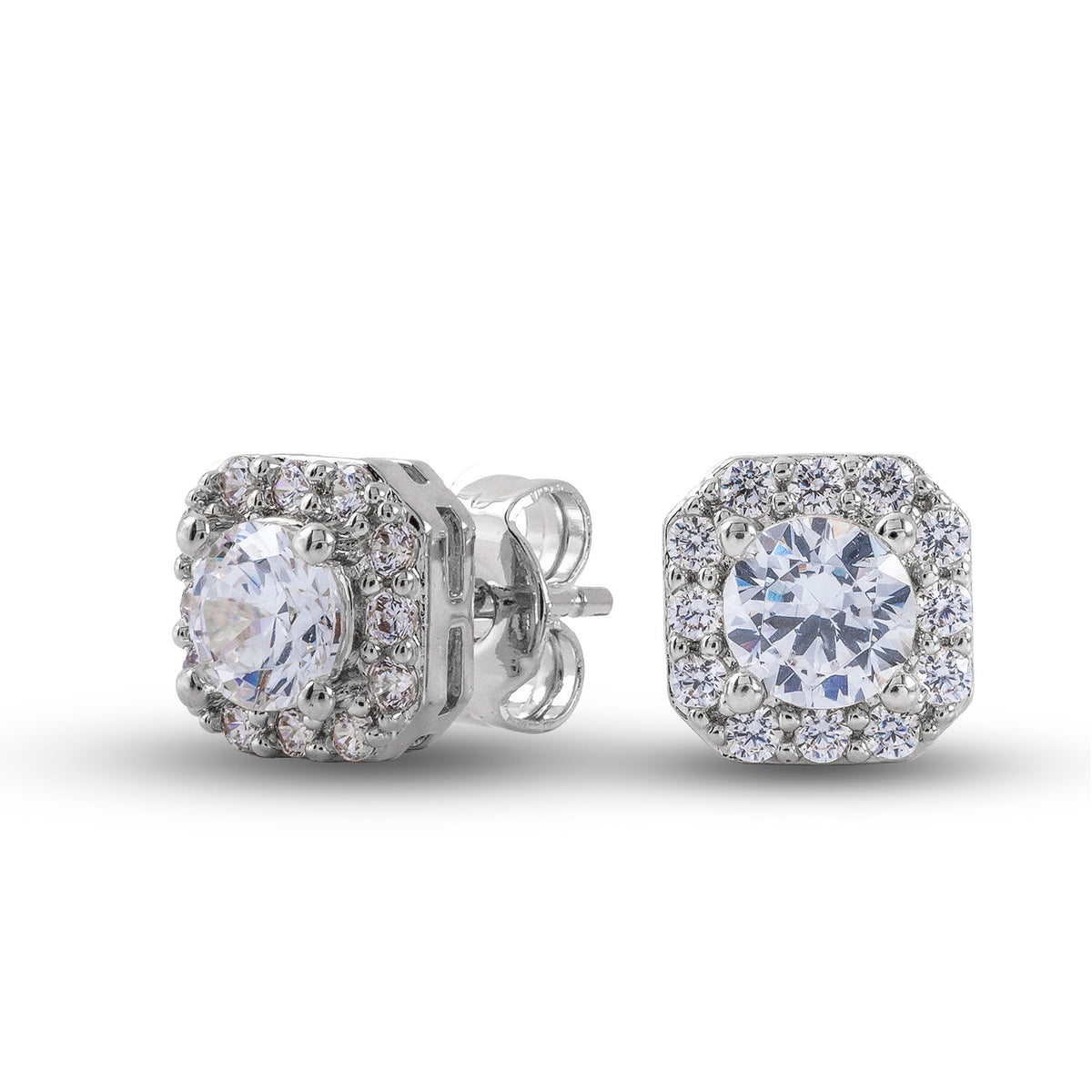 Cushion Cut Lab Grown Diamond Stud Earrings in Solid White Gold