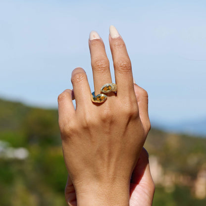 Double Pear Canary Ring in Yellow Gold Vermeil