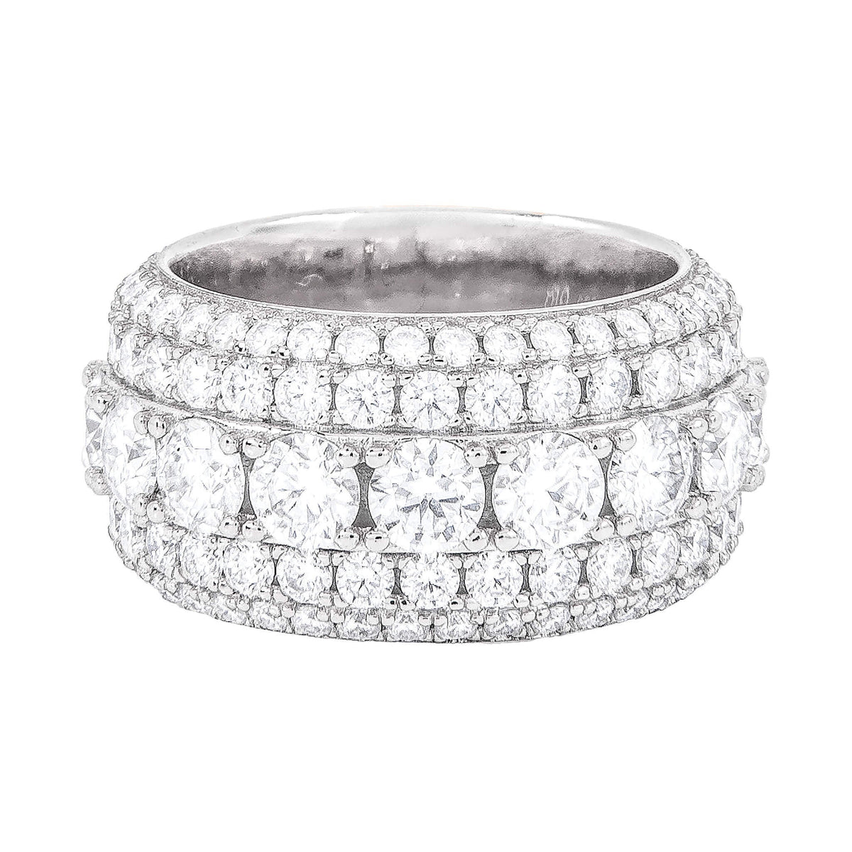 5 Layer Lab Grown Diamond Band Ring in Solid White Gold