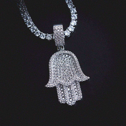 Hamsa Pendant in White Gold