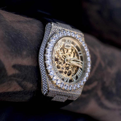 Iced Alpha Era Luminous Skeleton Gold w/ Rubber Strap - The GLD Shop