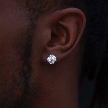 Micro Clustered Moissanite Earrings in Sterling Silver