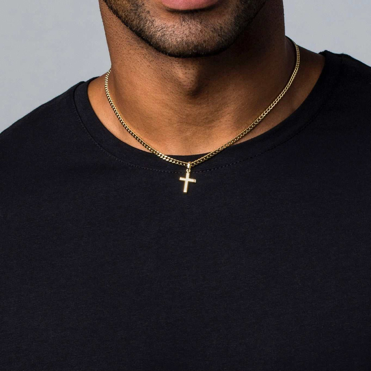 Micro Simple Cross Pendant in Yellow Gold - The GLD Shop