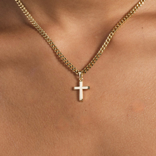 Micro Simple Cross Pendant in Yellow Gold - The GLD Shop