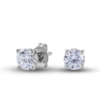 Round Cut Lab Grown Diamond Stud Earrings in Solid White Gold