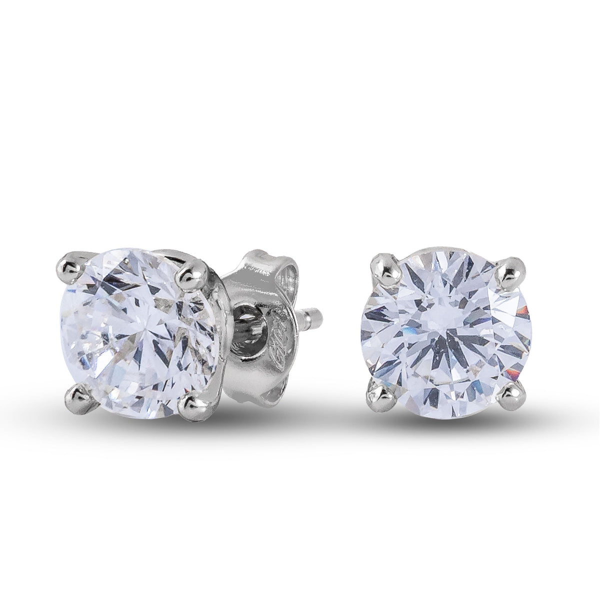 Round Cut Lab Grown Diamond Stud Earrings in Solid White Gold