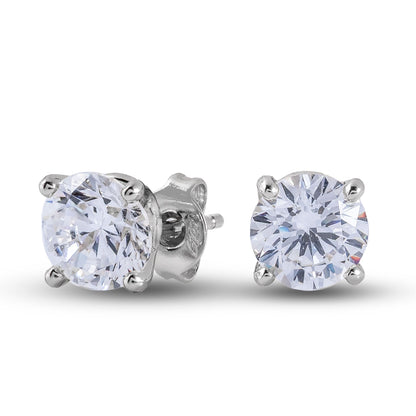 Round Cut Lab Grown Diamond Stud Earrings in Solid White Gold