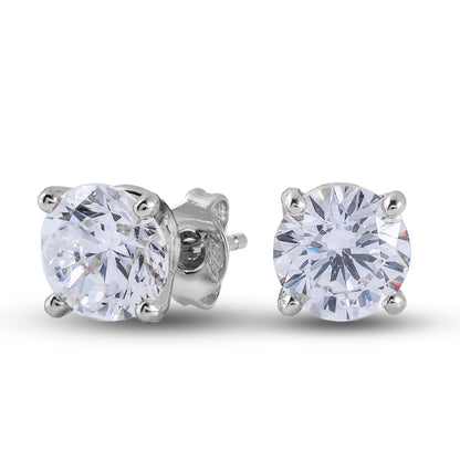 Round Cut Lab Grown Diamond Stud Earrings in Solid White Gold