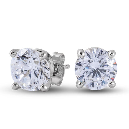 Round Cut Lab Grown Diamond Stud Earrings in Solid White Gold
