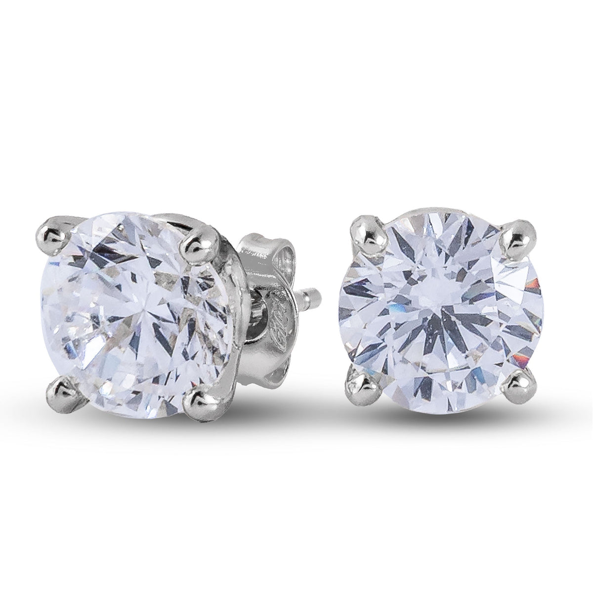 Round Cut Lab Grown Diamond Stud Earrings in Solid White Gold