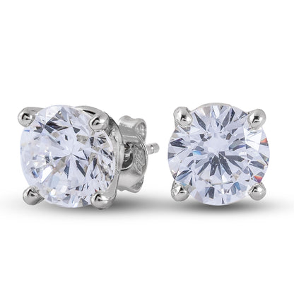 Round Cut Lab Grown Diamond Stud Earrings in Solid White Gold