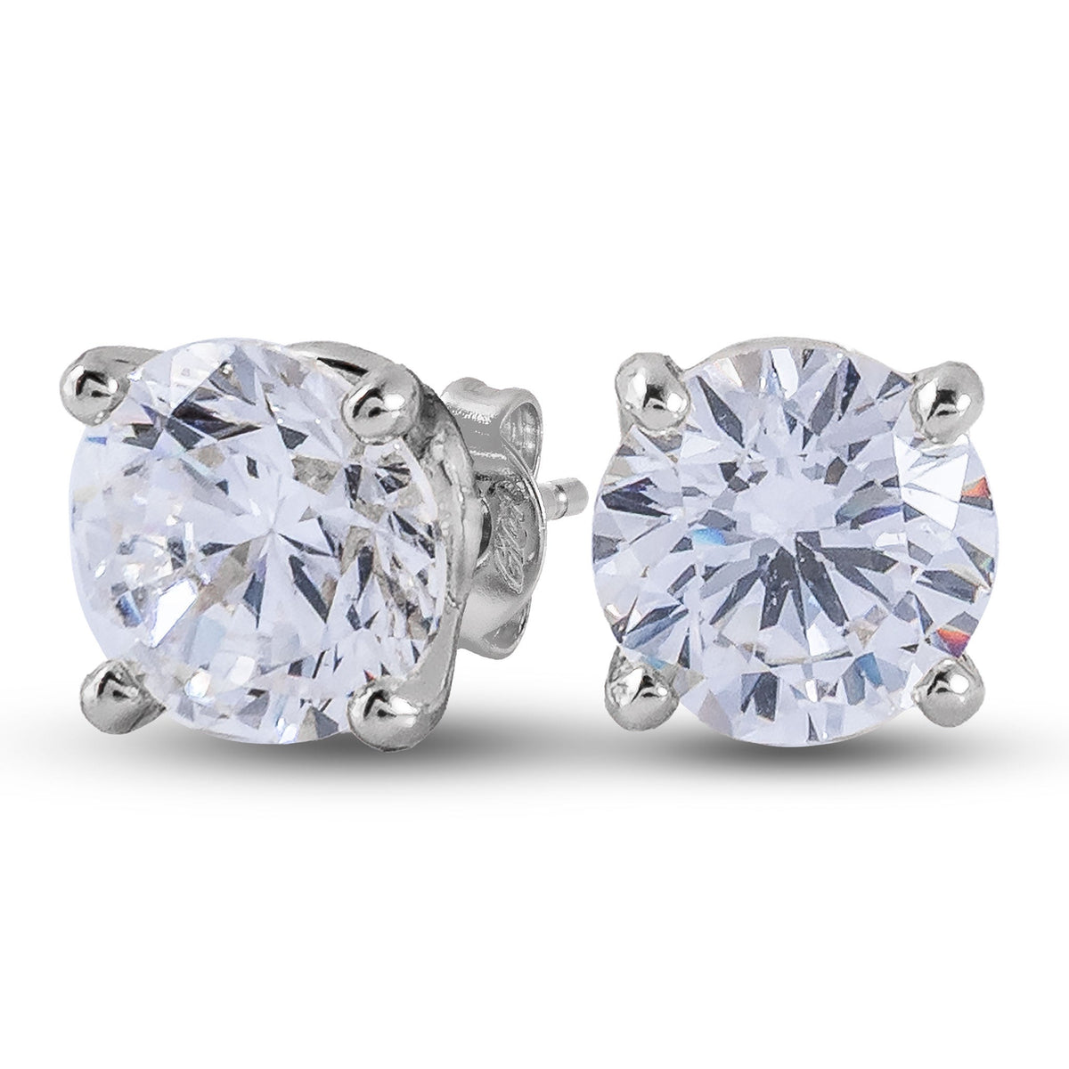 Round Cut Lab Grown Diamond Stud Earrings in Solid White Gold