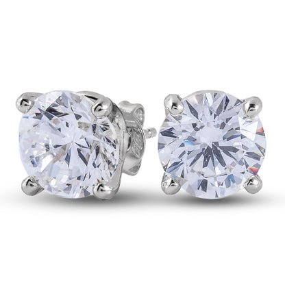 Round Cut Lab Grown Diamond Stud Earrings in Solid White Gold