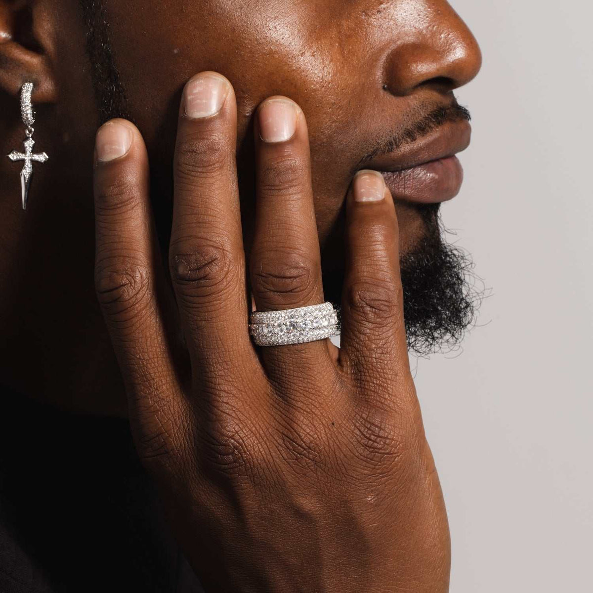 White Gold 5 Layer Diamond Band Ring - The GLD Shop